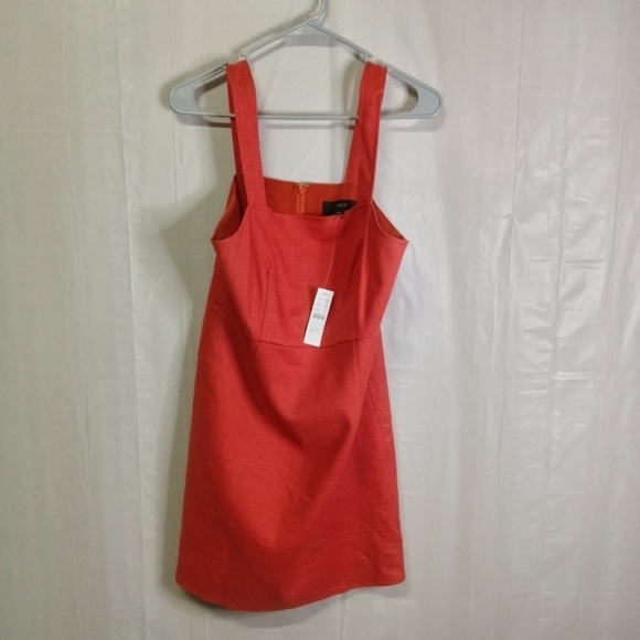 Re- Imagined by J.Crew Tank Sheath Dress Solid Rust Linen Blend SZ Petite 8P - Picture 8 of 11